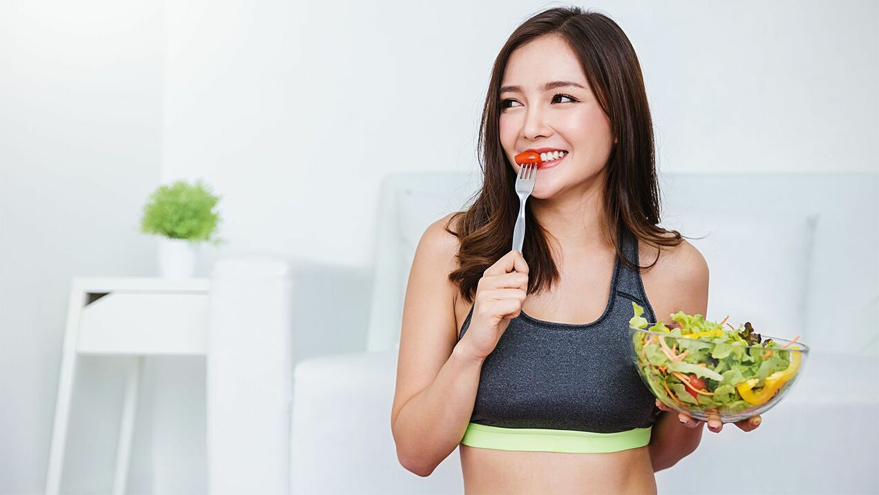 flicka på en japansk diet för viktminskning